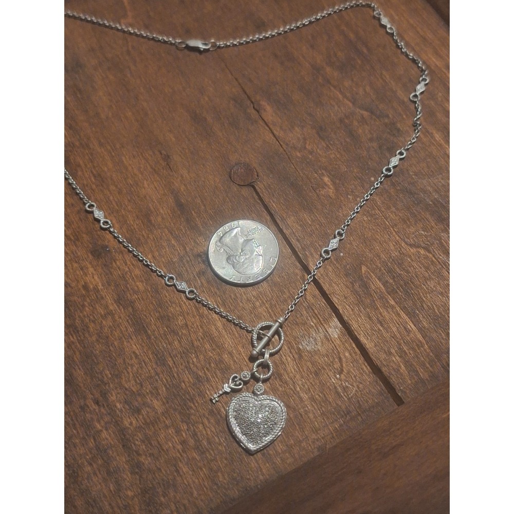 925. Sterling silver and diamond heart key toggle Necklace